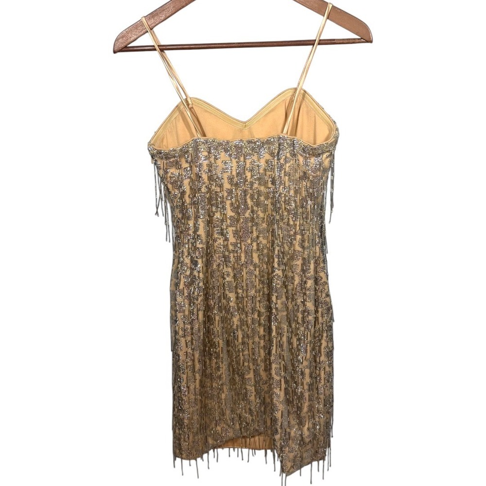 Vtg Y2K Caché Beaded Fringe Mini Dress Sz 2 XS Concert Party Hoco New Years Eve - Picture 5 of 12